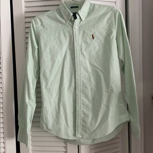 Polo green striped button down oxford shirt